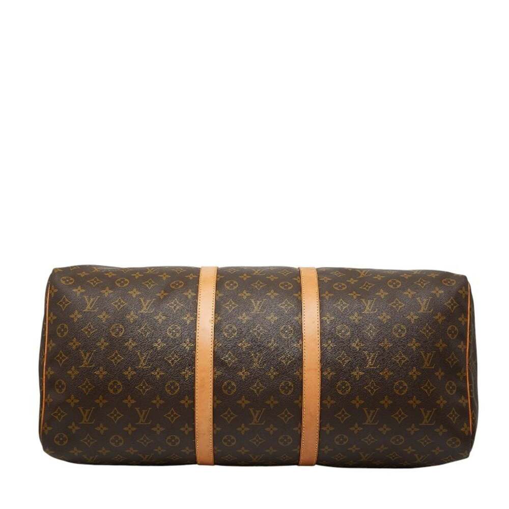 LOUIS VUITTON Authentic Brown Monogram Leather Keepall 60 Boston Bag - Picture 3 of 12